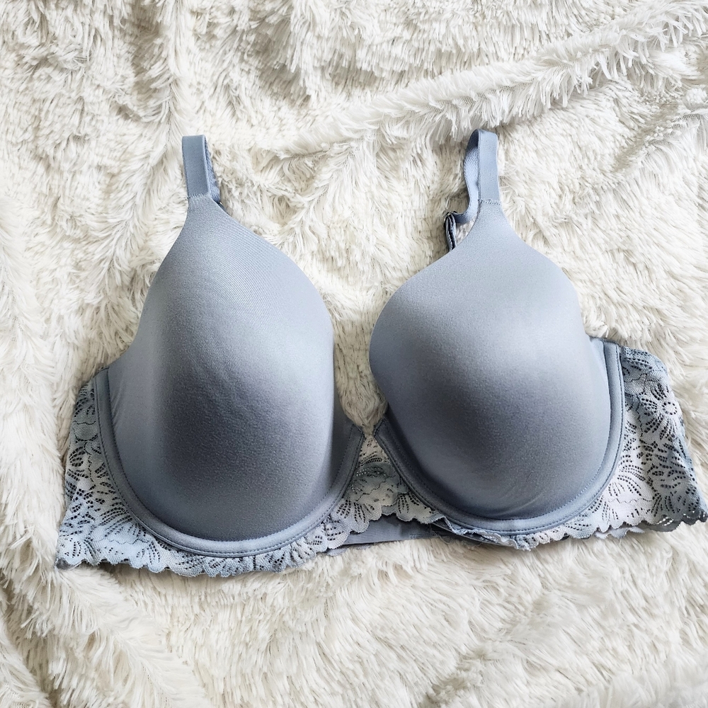 Aerie real sunnie full coverage lace tyedye trim baby blue size 38D